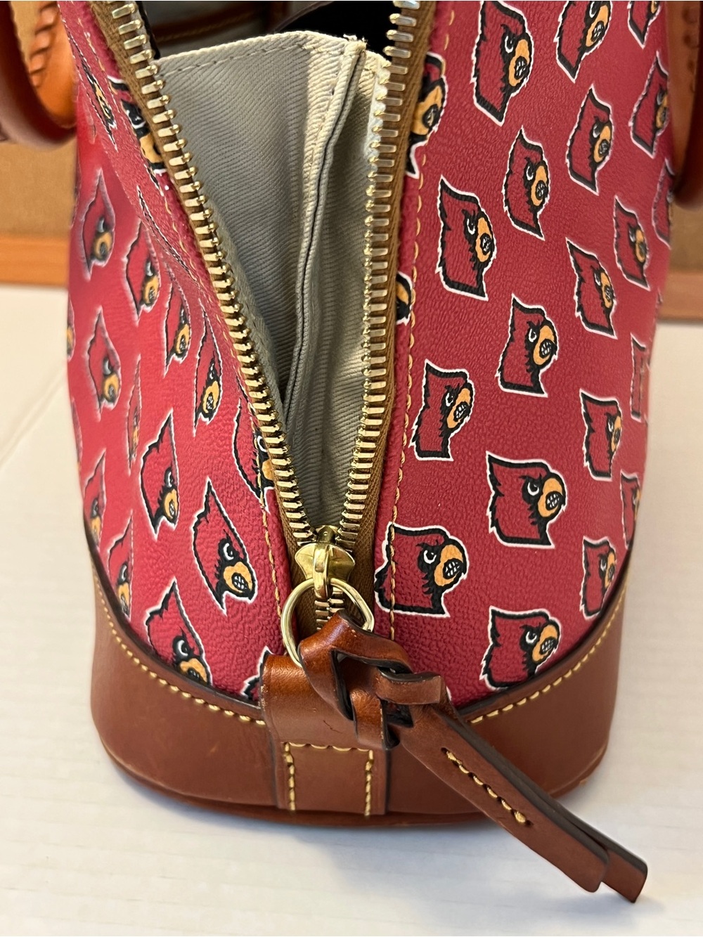 Dooney & Bourke Red Collegiate Pattern Satchel Louisville Cardinals - Picture 4 of 7